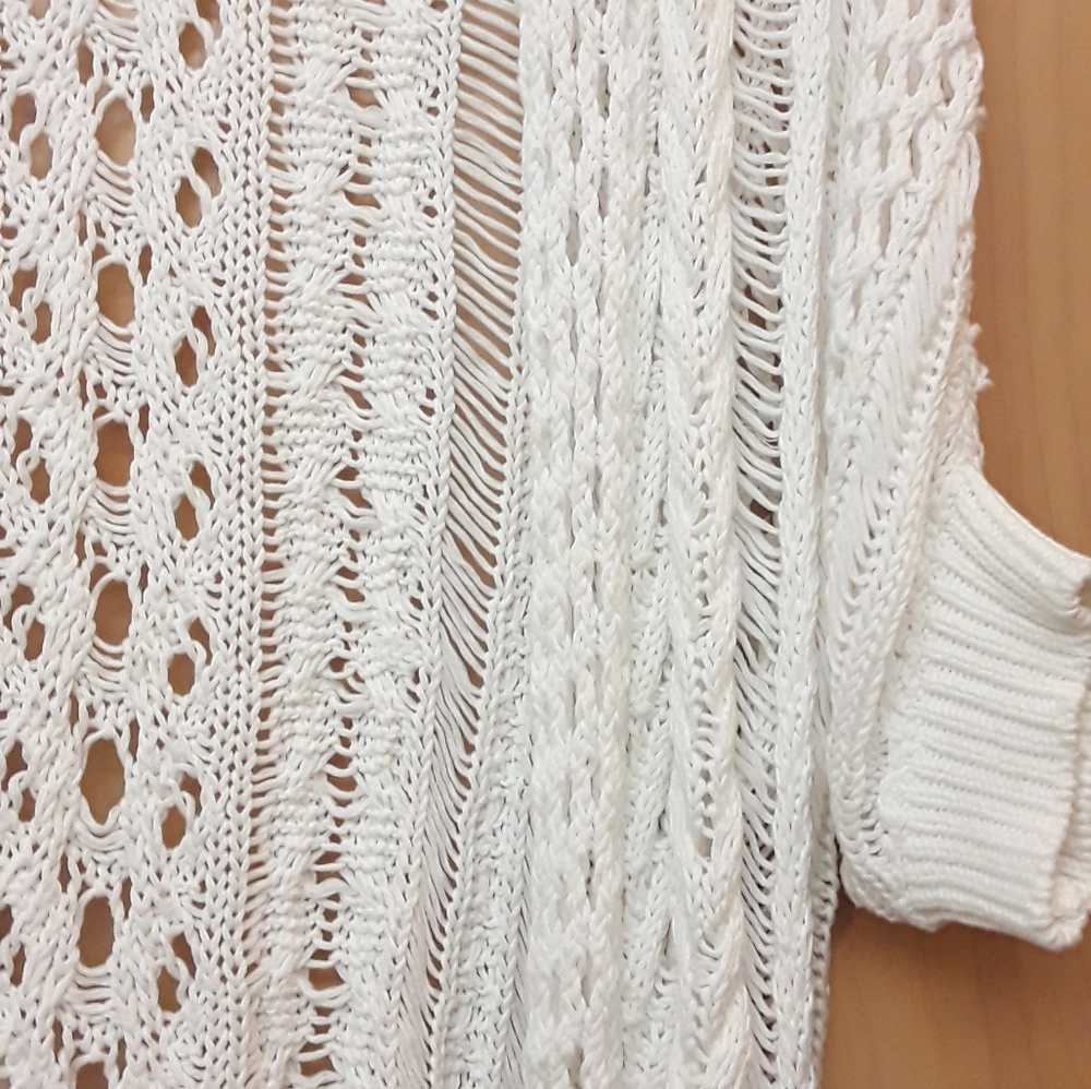 Moth Anthro White Crochet Boho Cottagecore Flowy Cardigan Top M - Picture 7 of 11
